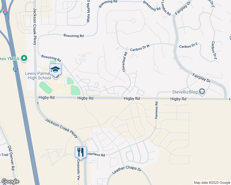 map of restaurants, bars, coffee shops, grocery stores, and more near 936 Burning Bush Point in Monument