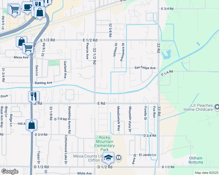 map of restaurants, bars, coffee shops, grocery stores, and more near 513 Friendship Drive in Clifton