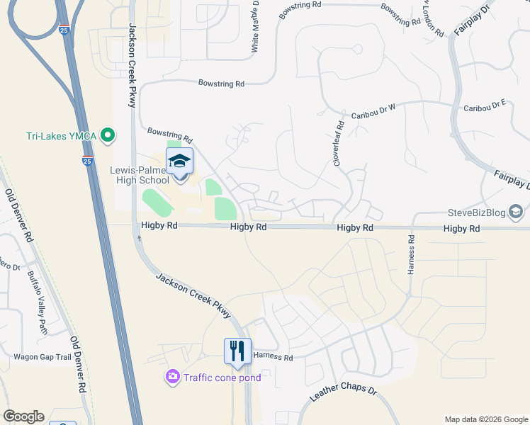 map of restaurants, bars, coffee shops, grocery stores, and more near 1155 Autumn Star Point in Monument