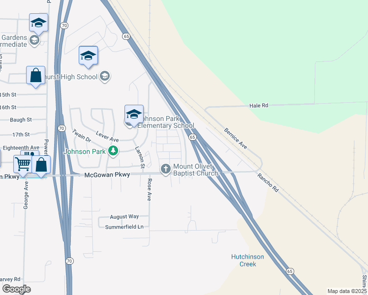 map of restaurants, bars, coffee shops, grocery stores, and more near 100 Vía Leona in Olivehurst