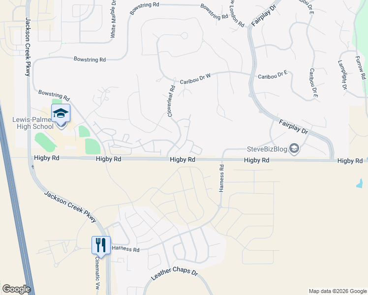 map of restaurants, bars, coffee shops, grocery stores, and more near 17031 Blue Mist Grove in Monument