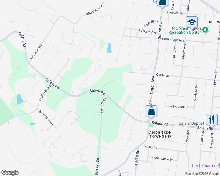 map of restaurants, bars, coffee shops, grocery stores, and more near 5843 Forestway Lane in Cincinnati