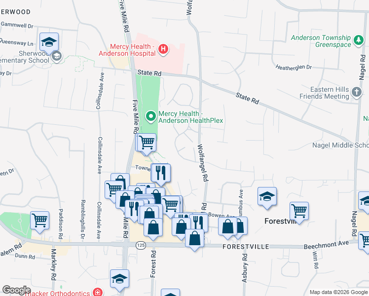map of restaurants, bars, coffee shops, grocery stores, and more near 1566 Cohasset Drive in Cincinnati
