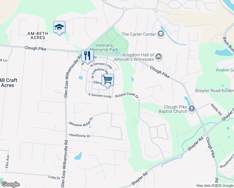 map of restaurants, bars, coffee shops, grocery stores, and more near 4194 Roland Creek Drive in Cincinnati
