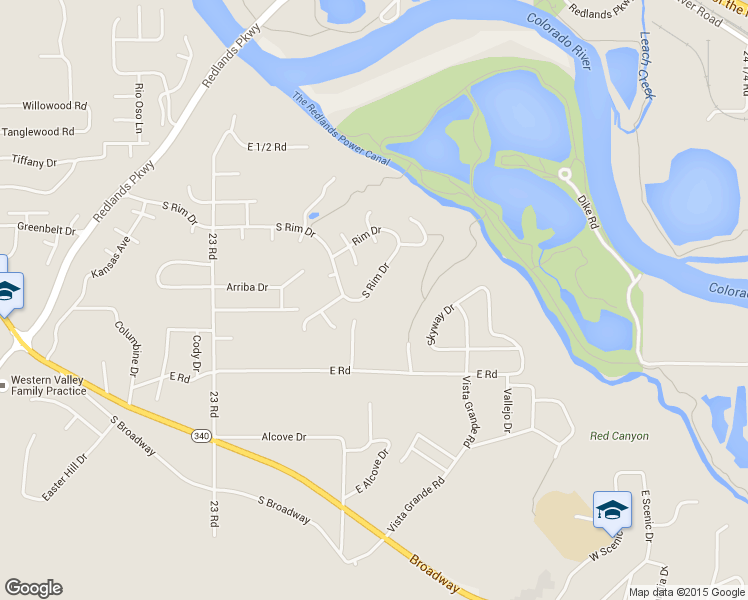 map of restaurants, bars, coffee shops, grocery stores, and more near 2347 South Rim Drive in Grand Junction