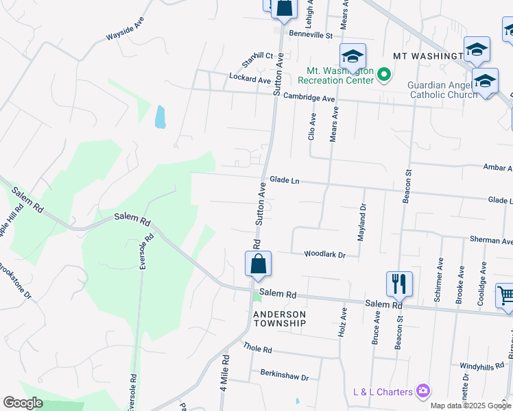 map of restaurants, bars, coffee shops, grocery stores, and more near 1427 Sutton Avenue in Cincinnati