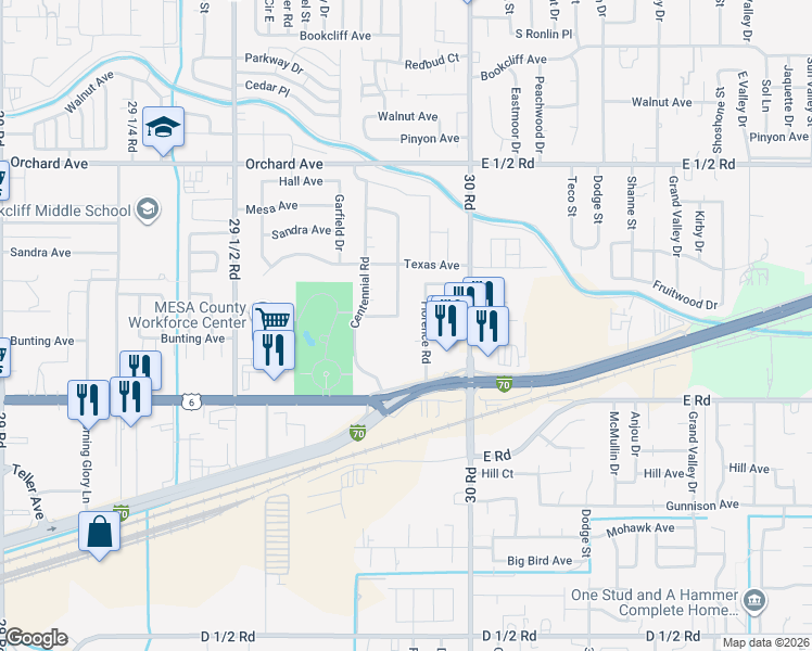 map of restaurants, bars, coffee shops, grocery stores, and more near 2983 Kennedy Avenue in Grand Junction