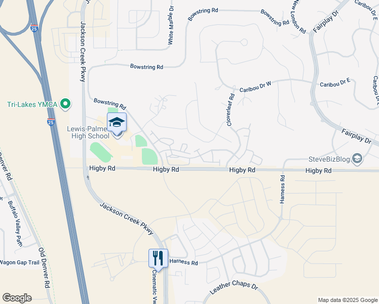 map of restaurants, bars, coffee shops, grocery stores, and more near 1010 Magic Lamp Way in Monument