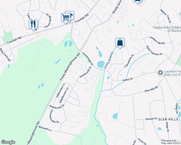 map of restaurants, bars, coffee shops, grocery stores, and more near 10423 Overgate Place in Potomac
