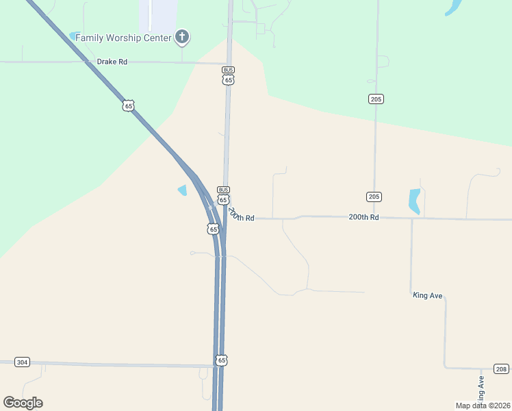 map of restaurants, bars, coffee shops, grocery stores, and more near 26173 200th Road in Marshall