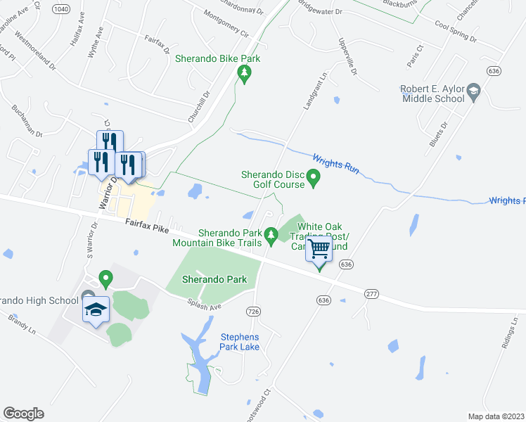 map of restaurants, bars, coffee shops, grocery stores, and more near in Stephens City