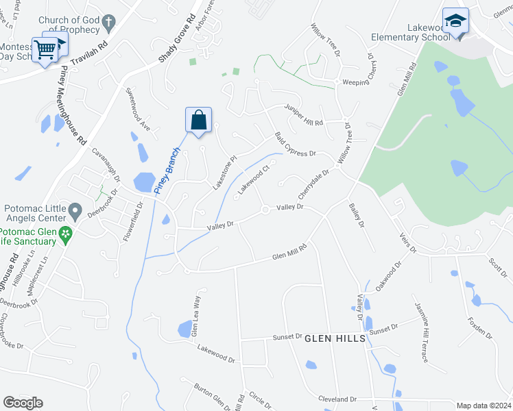map of restaurants, bars, coffee shops, grocery stores, and more near 13600 Aqua Lane in Rockville