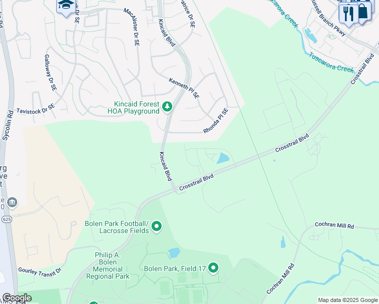 map of restaurants, bars, coffee shops, grocery stores, and more near 19396 Cothechney Place in Leesburg