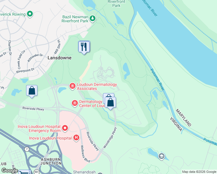 map of restaurants, bars, coffee shops, grocery stores, and more near 19355 Cypress Ridge Terrace in Leesburg