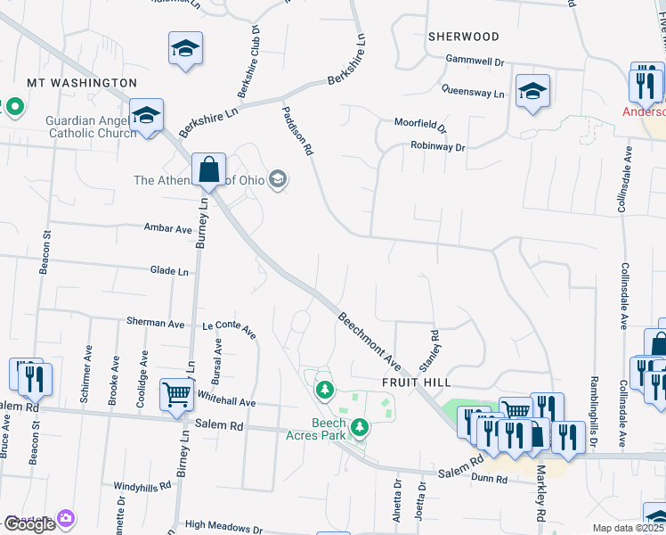map of restaurants, bars, coffee shops, grocery stores, and more near 6000 Beechmont Avenue in Cincinnati