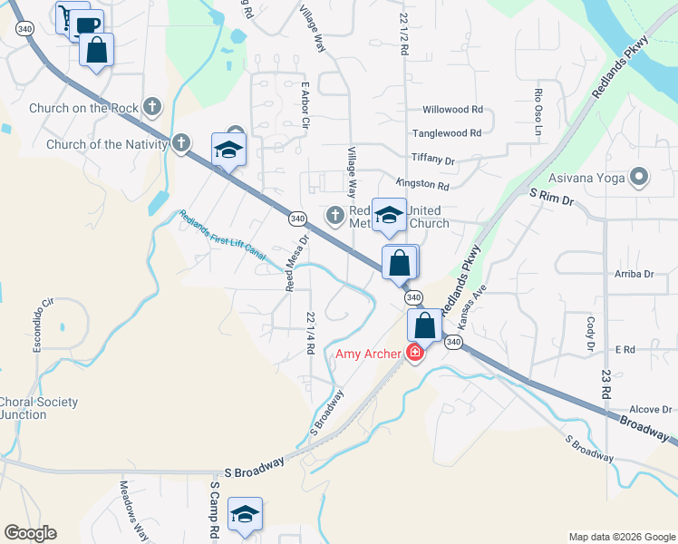 map of restaurants, bars, coffee shops, grocery stores, and more near 504 Blevins Road in Grand Junction