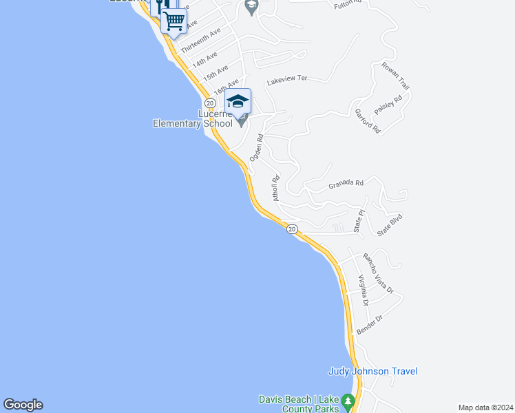 map of restaurants, bars, coffee shops, grocery stores, and more near East Highway 20 in CLEARLAKE OKS