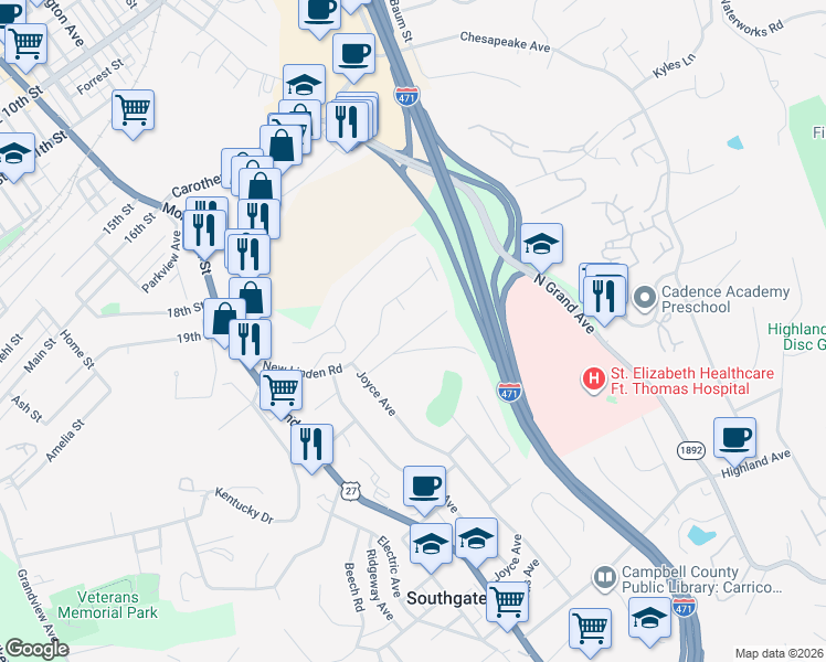 map of restaurants, bars, coffee shops, grocery stores, and more near 338 Riddle Place in Newport