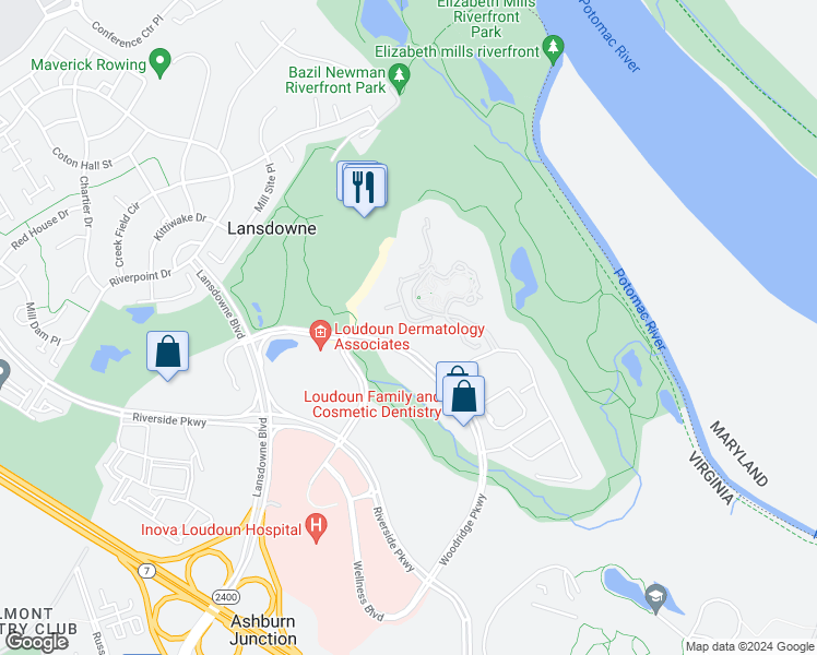 map of restaurants, bars, coffee shops, grocery stores, and more near 19375 Cypress Ridge Terrace in Leesburg