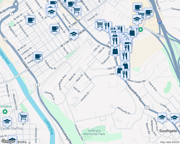map of restaurants, bars, coffee shops, grocery stores, and more near 117 Main Street in Newport