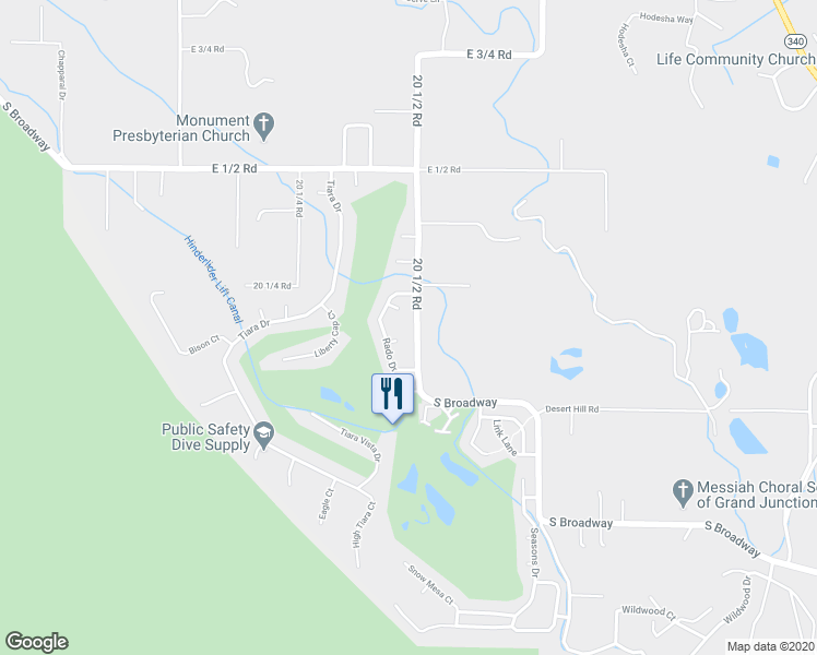 map of restaurants, bars, coffee shops, grocery stores, and more near 509 South Broadway in Grand Junction