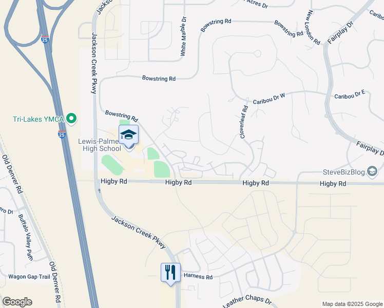 map of restaurants, bars, coffee shops, grocery stores, and more near 1248 Timber Run Heights in Monument