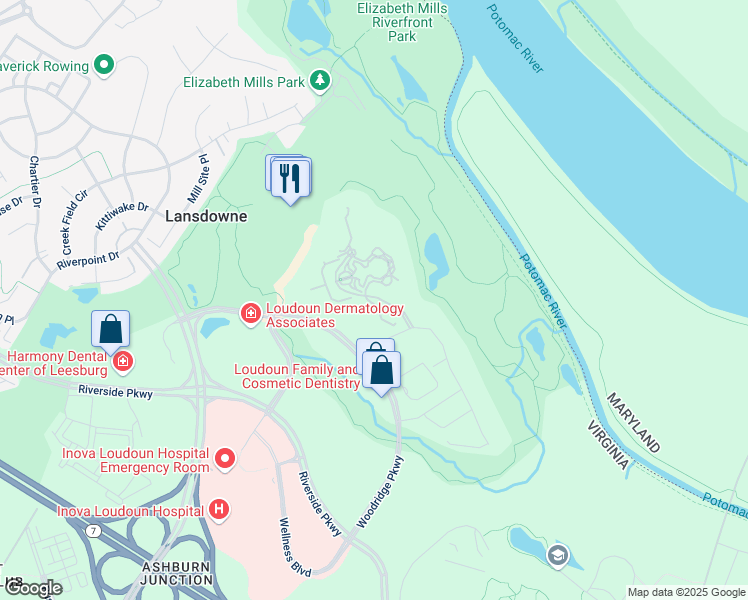 map of restaurants, bars, coffee shops, grocery stores, and more near 19375 Cypress Ridge Terrace in Leesburg