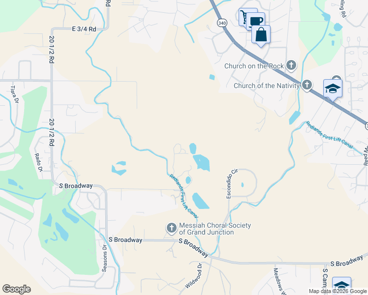 map of restaurants, bars, coffee shops, grocery stores, and more near 2108 Desert Hills Rd in Grand Junction