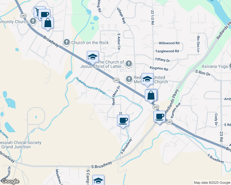 map of restaurants, bars, coffee shops, grocery stores, and more near 576 Reed Mesa Drive in Grand Junction