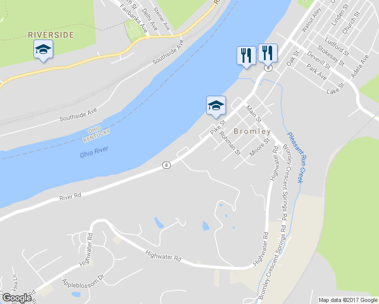 map of restaurants, bars, coffee shops, grocery stores, and more near 438 Pike St in Covington