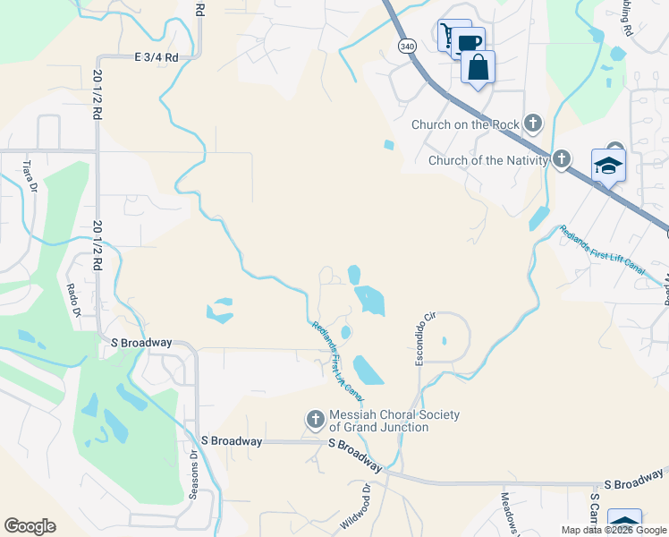 map of restaurants, bars, coffee shops, grocery stores, and more near 2108 Desert Hill Road in Grand Junction