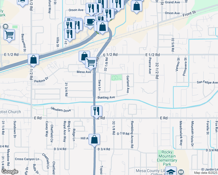 map of restaurants, bars, coffee shops, grocery stores, and more near 527 Gardner Way in Clifton