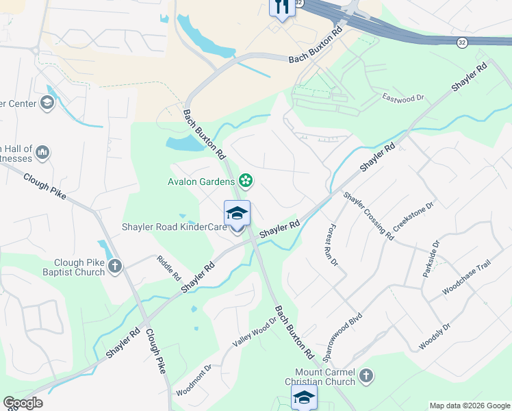 map of restaurants, bars, coffee shops, grocery stores, and more near 4216 Avalon Court in Batavia