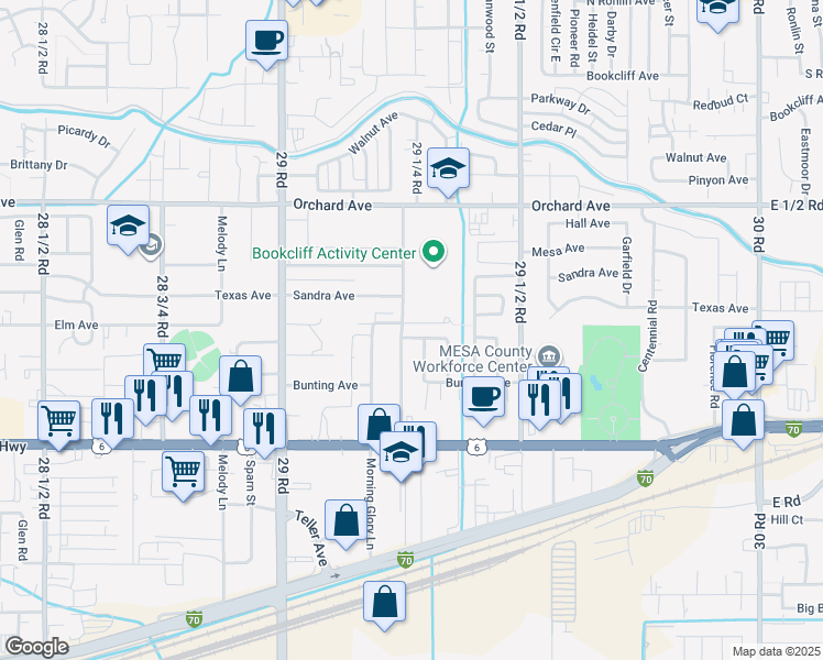 map of restaurants, bars, coffee shops, grocery stores, and more near 2926 Kennedy Avenue in Grand Junction