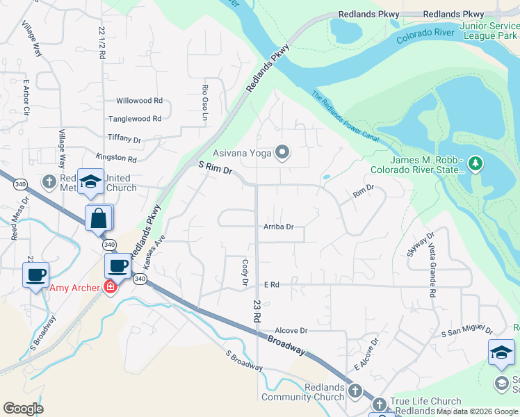 map of restaurants, bars, coffee shops, grocery stores, and more near 528 23 Road in Grand Junction