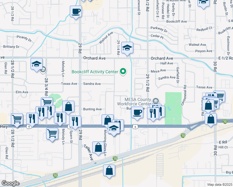 map of restaurants, bars, coffee shops, grocery stores, and more near 2926 Kennedy Avenue in Grand Junction