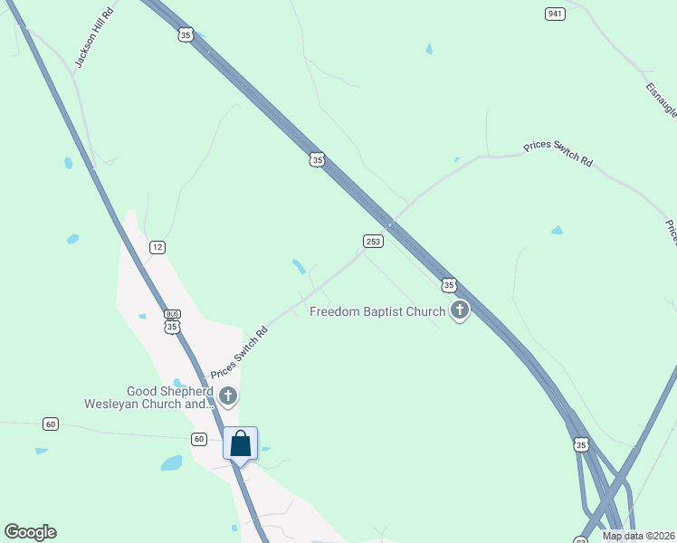 map of restaurants, bars, coffee shops, grocery stores, and more near 465 Prices Switch Road in Jackson