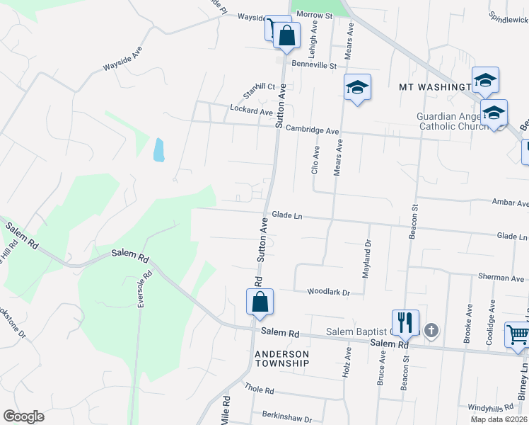 map of restaurants, bars, coffee shops, grocery stores, and more near 1507 Sutton Avenue in Cincinnati
