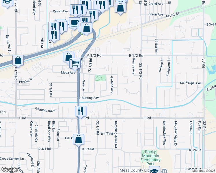 map of restaurants, bars, coffee shops, grocery stores, and more near 521 Garland Avenue in Clifton