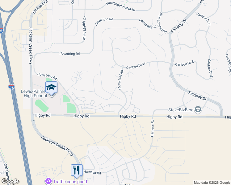 map of restaurants, bars, coffee shops, grocery stores, and more near 17174 Crimson Clover Drive in Monument