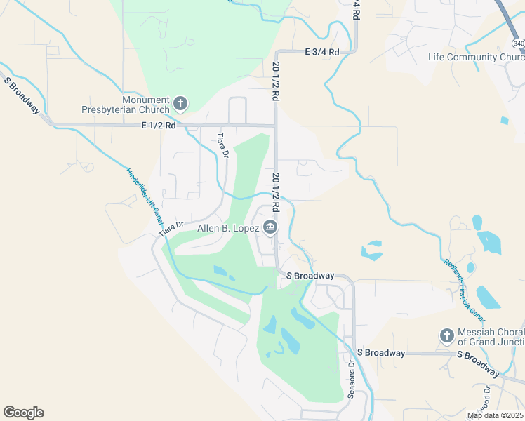 map of restaurants, bars, coffee shops, grocery stores, and more near 523 South Broadway in Grand Junction