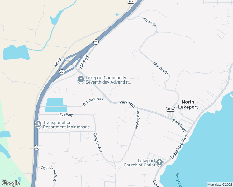map of restaurants, bars, coffee shops, grocery stores, and more near 726 Park Way in Lakeport