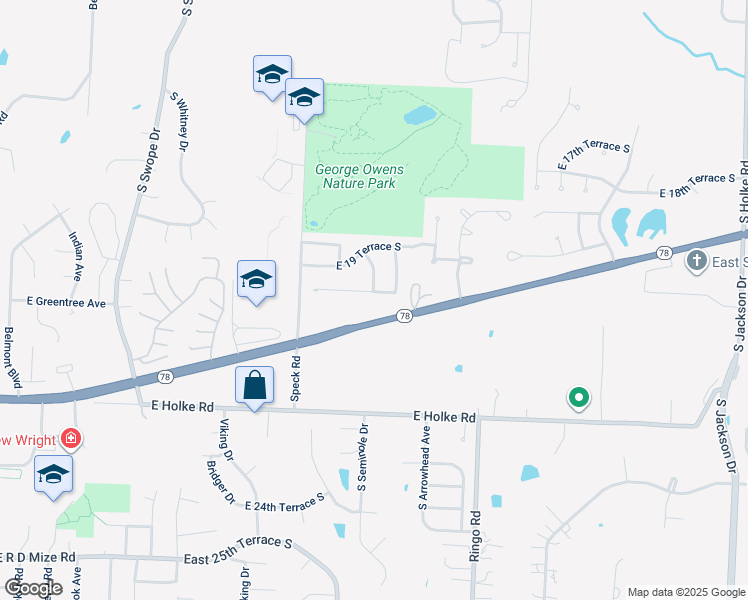 map of restaurants, bars, coffee shops, grocery stores, and more near 18601 East 20th Street Court South in Independence