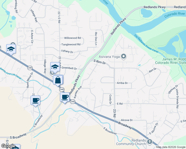 map of restaurants, bars, coffee shops, grocery stores, and more near 528 Kansas Avenue in Grand Junction