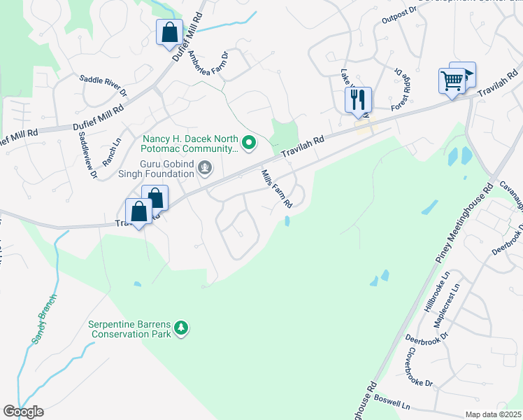 map of restaurants, bars, coffee shops, grocery stores, and more near 13504 Gum Spring Drive in Rockville