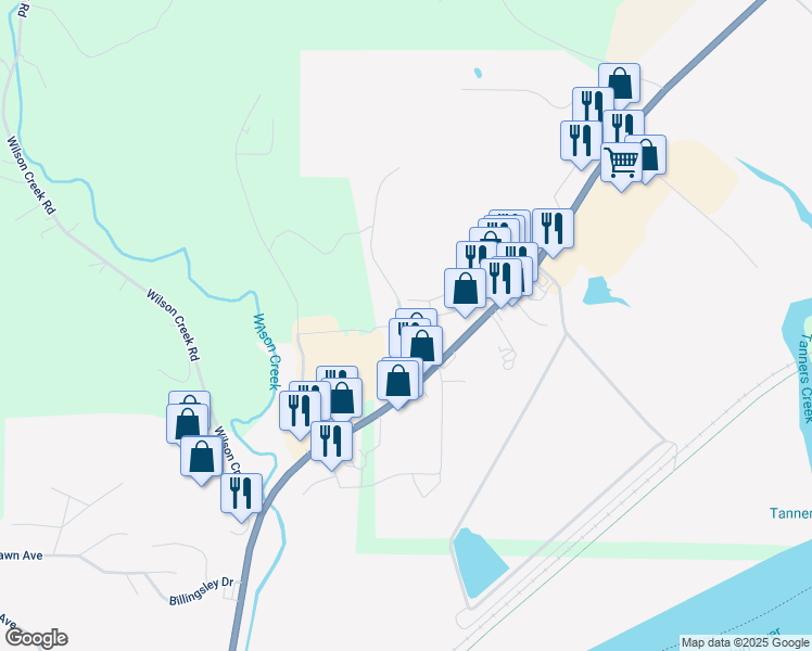 map of restaurants, bars, coffee shops, grocery stores, and more near 100 River Road in Lawrenceburg