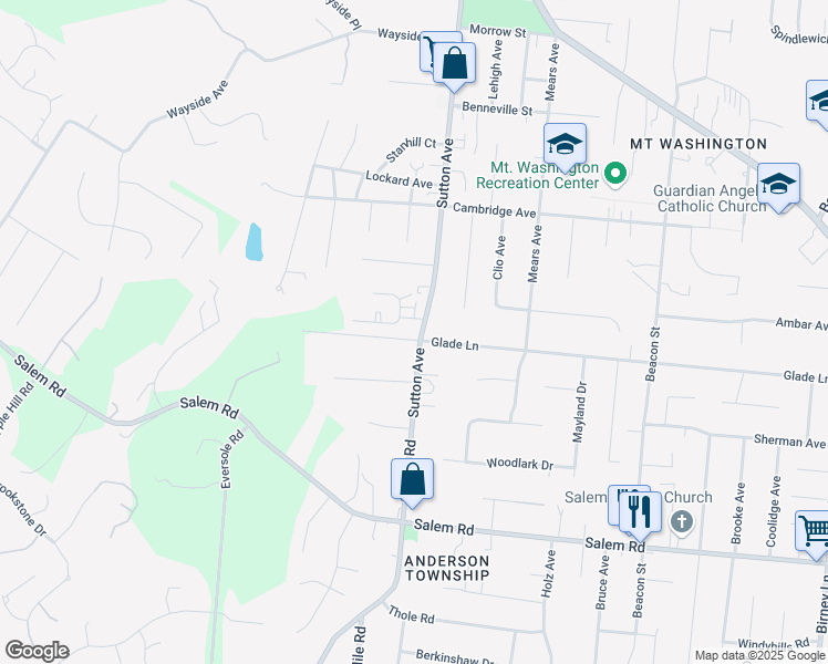 map of restaurants, bars, coffee shops, grocery stores, and more near 1507 Sutton Avenue in Cincinnati
