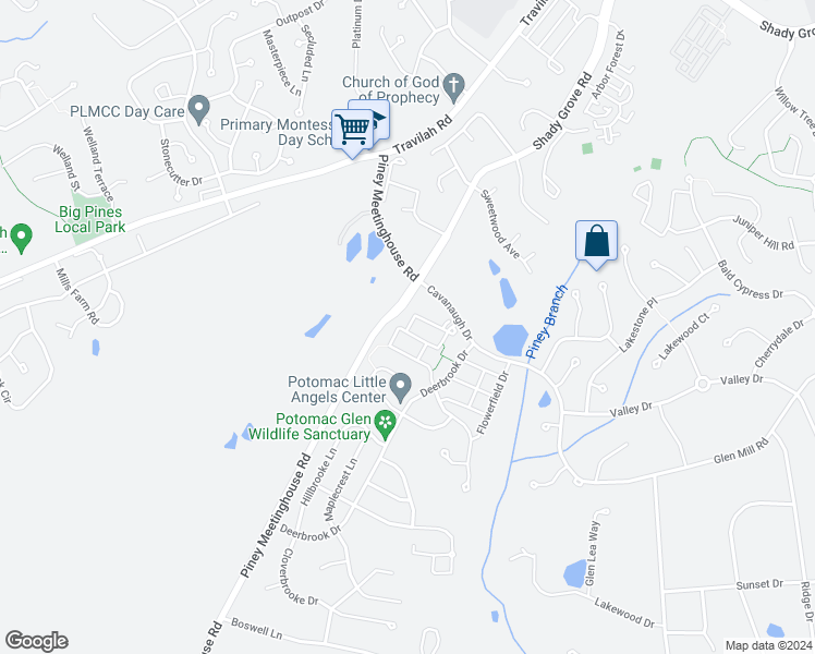 map of restaurants, bars, coffee shops, grocery stores, and more near 10445 Heathside Way in Potomac