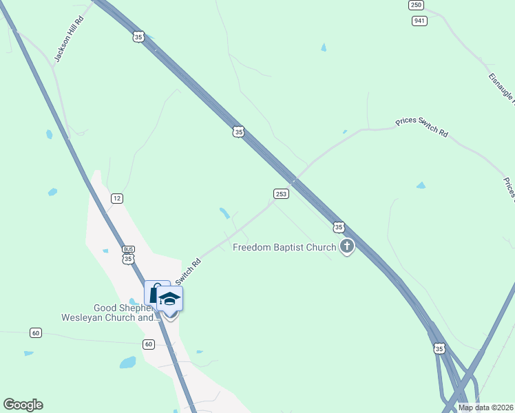 map of restaurants, bars, coffee shops, grocery stores, and more near 465 Prices Switch Road in Jackson