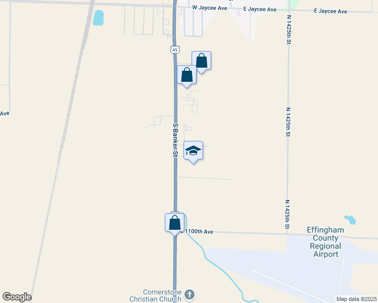 map of restaurants, bars, coffee shops, grocery stores, and more near 311 Miracle Avenue in Effingham